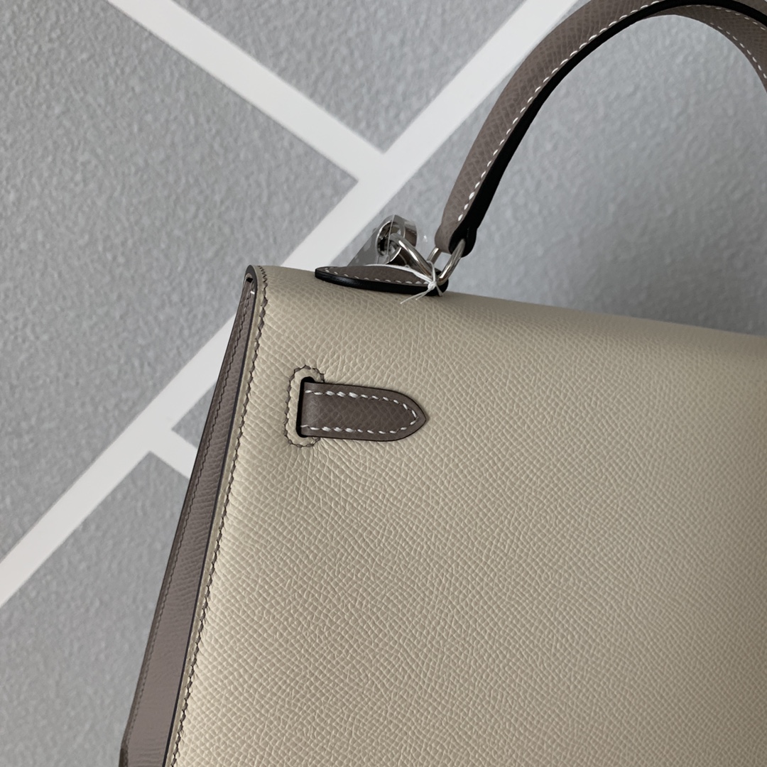 에르메스 켈리백25 화이트 에토프 은장 앱송